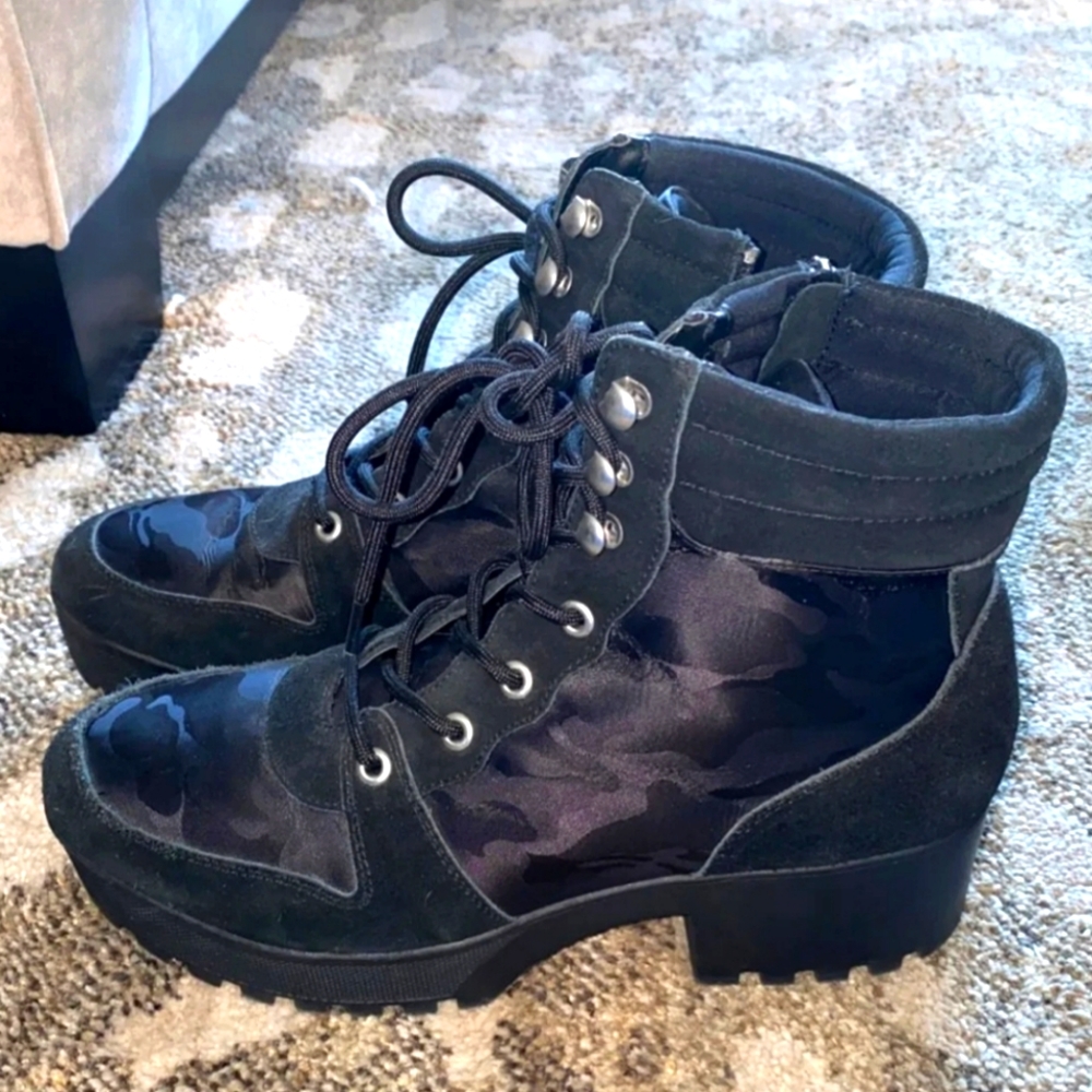 Steve Madden black camo combat boots